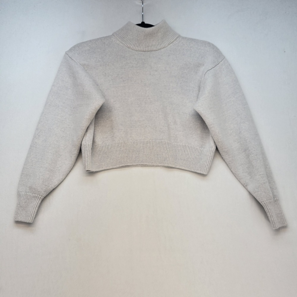 Wilfred Free Sweater Womens 2XS/XXS Gray Mock Neck Cropped 100% Wool